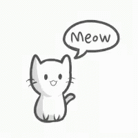 White Doodle Cat Meow GIF