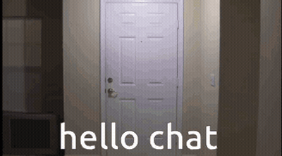 White Door in Hallway Saying Hello Chat