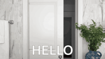 White Door Open Saying Hello GIF