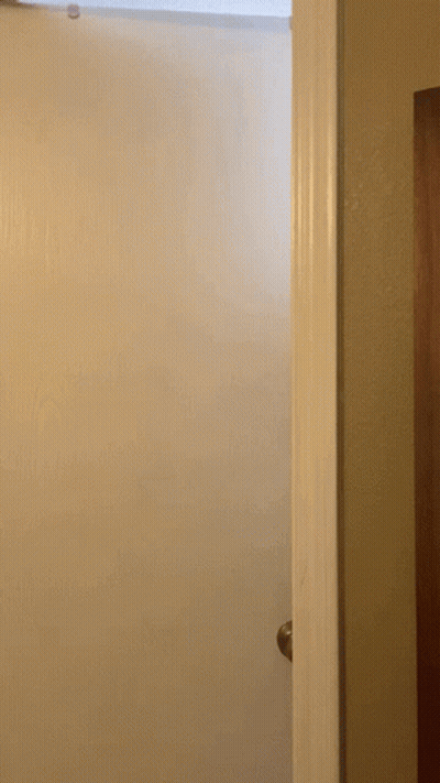 White Door Open To Wooden Door Room GIF