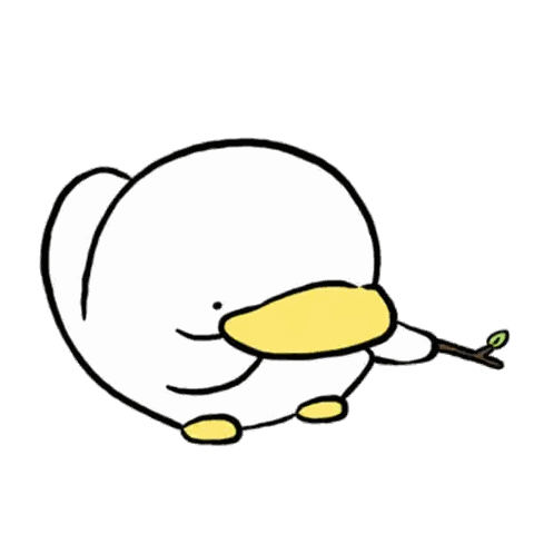 White Duck Holding Stick Sticker