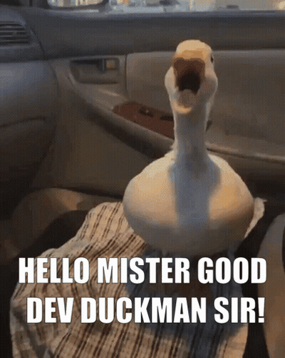 White Duck Sitting In Car Saying Hello Mister Good Dev Duckman Sir GIF