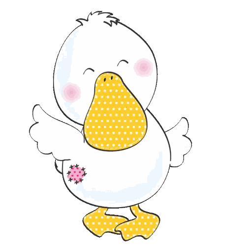 White Duck With Yellow Beak And Pink Flower Sticker