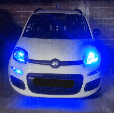 White Fiat Car With Blue Lights GIF