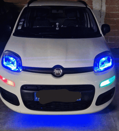 White Fiat Car With Blue Lights GIF