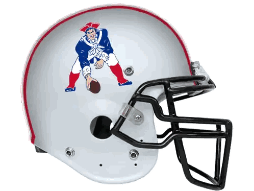 White Football Helmet With Patriot Sticker