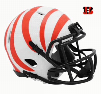White Football Helmet With Red Stripes and Letter B