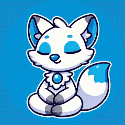 White Fox With Blue Eyes And Blue Tail GIF