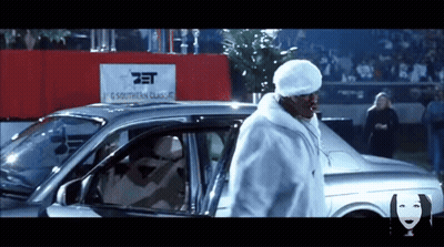 White Fur Coat Man Approaches Southern Classics Car GIF