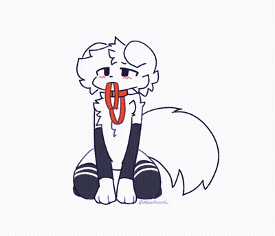 White Furry Animal With Red Scarf Tongue Out GIF