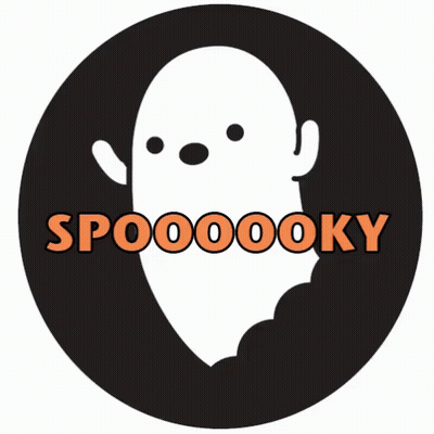 White Ghost In Black Circle Spoooooky GIF