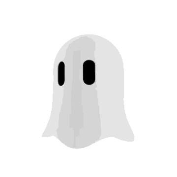White Ghost With Black Eyes And Tail Sticker