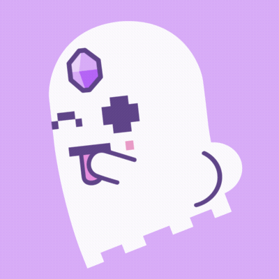 White Ghost With Purple Cross And Diamond GIF