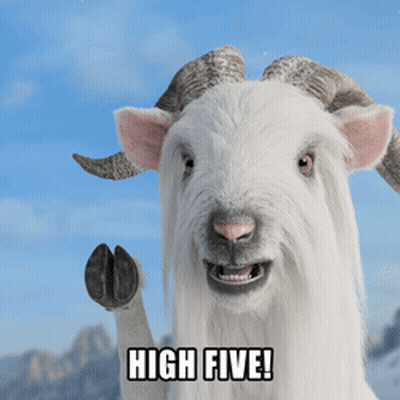 White Goat With Horns Giving High Five GIF