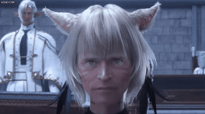 White Hair Cat Ears Man Looking At Camera Honeycam GIF