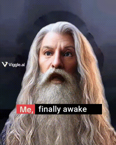 White Haired Bearded Man Saying Me Finally Awake GIF
