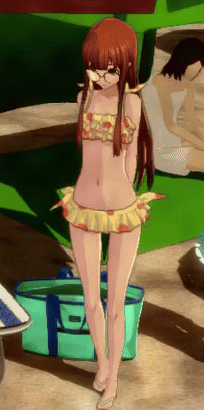 White-Haired Blue-Eyed Girl Kneeling By Barrel GIF