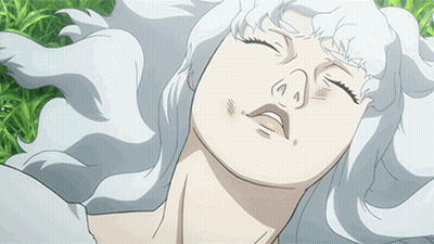 White Haired Character Lying In Grass Eyes Closed GIF