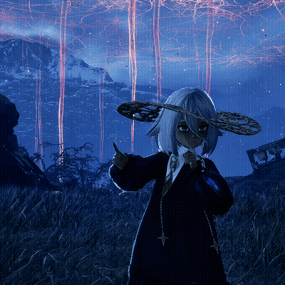 White-Haired Girl Holding Circle In Field GIF