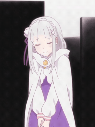 White-Haired Girl In Purple Dress And White Cape GIF