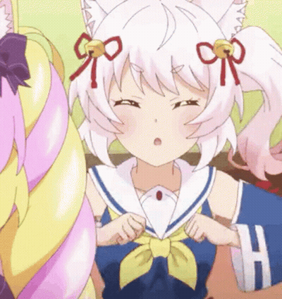 White-Haired Girl In Sailor Uniform With Bow GIF