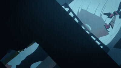 White-Haired Girl Standing In Dark With Sword GIF