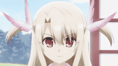 White-Haired Girl With Pink Wings And Letter M GIF