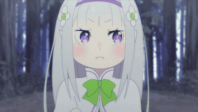 White-Haired Girl With Purple Eyes And Green Bow GIF