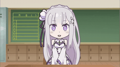 White-Haired Girl With Purple Eyes At Desk With Numbers 1-6 GIF