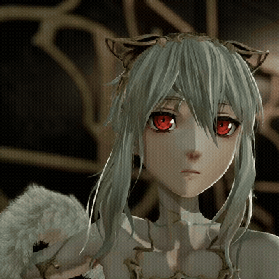 White-Haired Girl With Red Eyes And Cat Ear Headband GIF