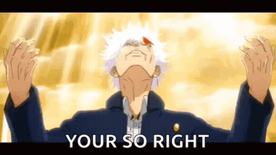 White-Haired Man Looking Up With Arms In Air GIF