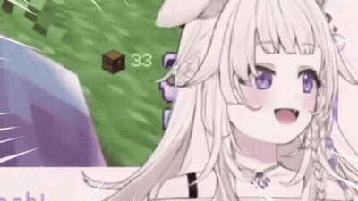 White-Haired Purple-Eyed Girl Playing Minecraft GIF