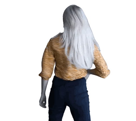 White-Haired Woman In Yellow Top And Blue Pants Sticker