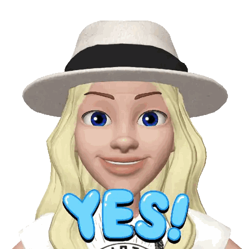 White Hat White Shirt Cartoon Girl Says Yes Sticker