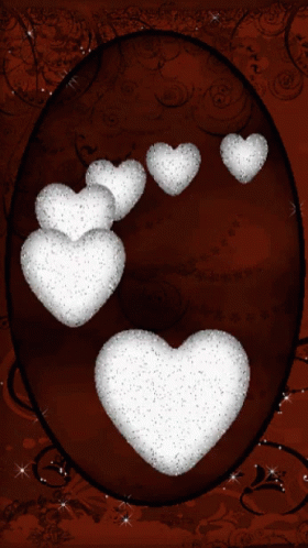 White Hearts On A Red Background With A Black Border GIF