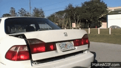White Honda Car With License Plate S4E8140 GIF
