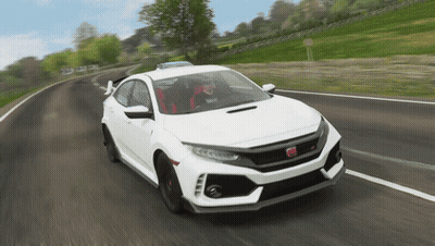 White Honda Civic Driving Down Country Road GIF