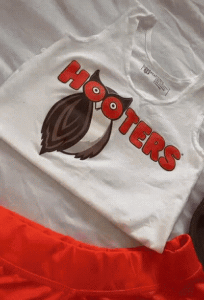 White Hooters Shirt With Owl GIF