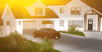 White House With Black Car Parked In Front GIF