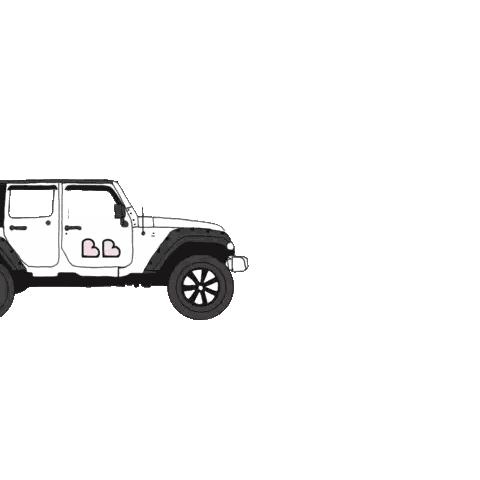 White Jeep With Pink Heart Sticker