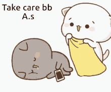 White Kitten Caring For Crying Friend GIF