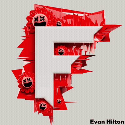 White Letter F Surrounded By Red Flowers With Evan Hilton GIF