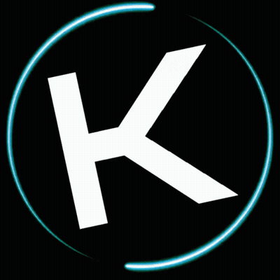 White Letter K In Black Circle With Blue Glow GIF