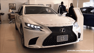White Lexus LS In Showroom GIF