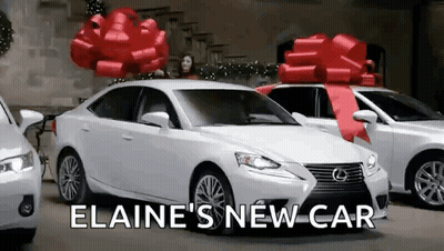 White Lexus With Red Bow For Elaine's New Car GIF