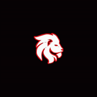 White Lion Head With Red Outlines GIF