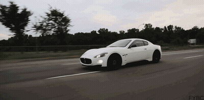White Maserati Driving With FYBC GIF