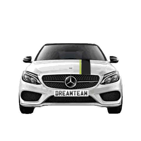 White Mercedes Dreamteam License Plate Sticker