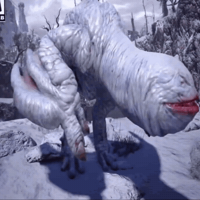 White Monster With Red Lips And B GIF