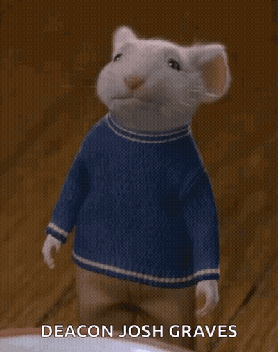 White Mouse In Blue Sweater Saying Deacon Josh Graves GIF